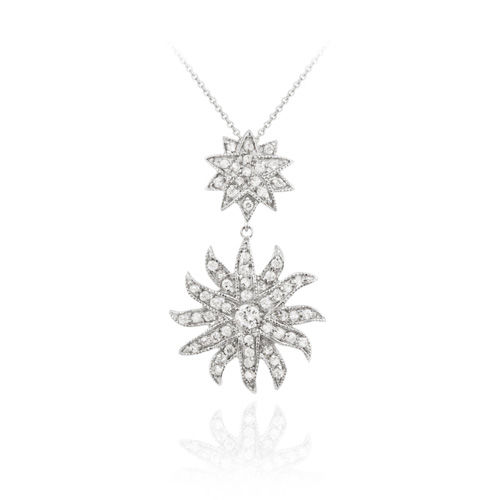 Designer Sun and Star Simulated Diamond CZ Pendant