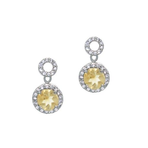 Sterling Silver 2.4 CT. Citrine and CZ Circle Dangle Earrings