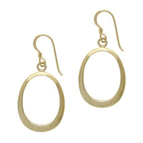 18K Gold Over Sterling Silver Oval Dangle Earrings