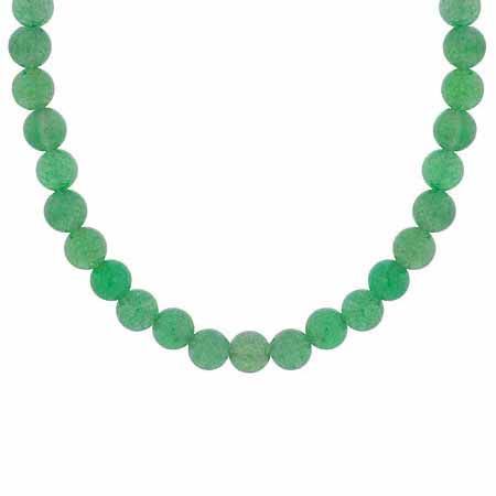 Sterling Silver 6mm Genuine Aventurine Stone Bead Beaded Chain 15-19&quot; Necklace