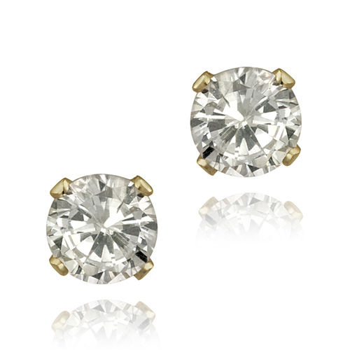 14K Yellow Gold 1.3ct CZ Stud Earrings, 5mm