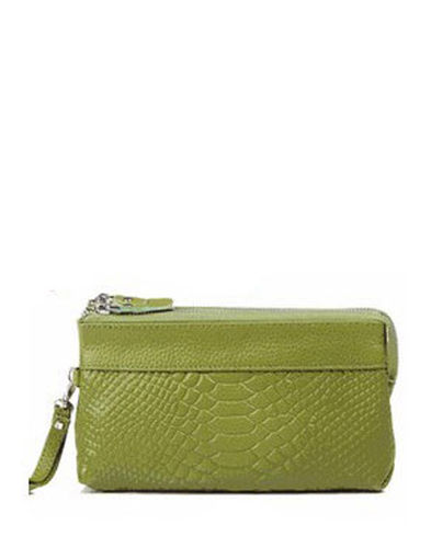 VIVILLI Leather Embossed Clutch Handbag-Green
