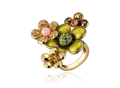ITALINA alloy, silver plated, gold plated Swarovski Ring