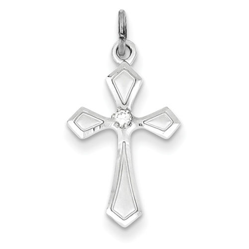 Cubic Zirconia Cross Pendant in Sterling Silver - Special Shape - Eye-Popping