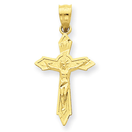 Crucifix Pendant in 14kt Yellow Gold - Cute - Unisex Adult
