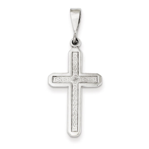 Cross Pendant in White Gold - 14kt - Adorable - Unisex Adult
