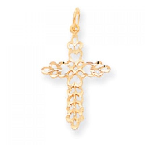 Cross Pendant in Yellow Gold - 10kt - Attractive - Unisex Adult