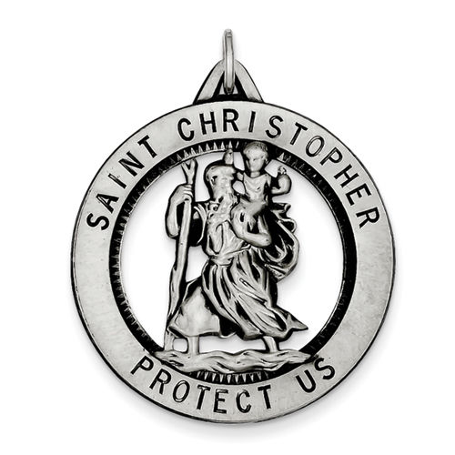Saint Christopher Pendant in Sterling Silver - Amazing - Unisex Adult