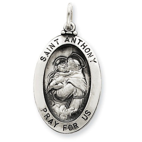 Saint Anthony Pendant in Sterling Silver - Flattering - Unisex Adult