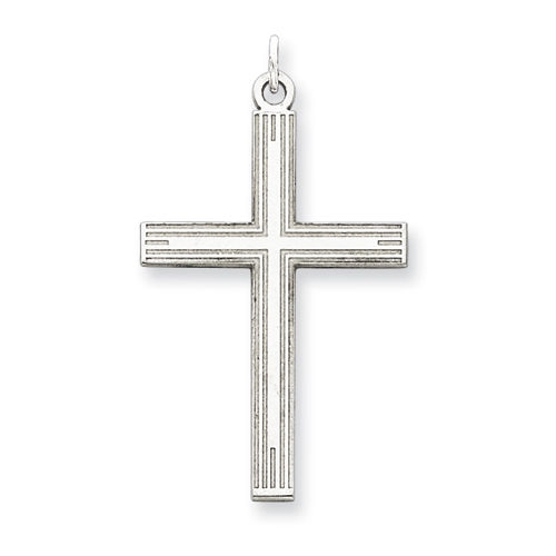 Cross Pendant in Sterling Silver - Dazzling - Unisex Adult - Glossy Polish