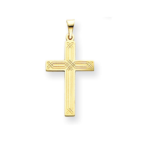 Cross Pendant in 14kt Yellow Gold - Pretty - Unisex Adult