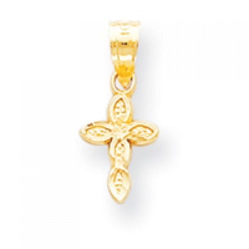 Cross Pendant in Yellow Gold - 10kt - Elegant - Unisex Adult