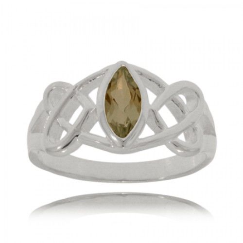 Sterling Silver Celtic Heart Ring W/ Smoky Topaz Gem