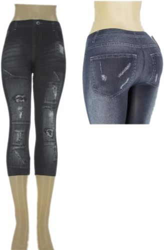 Ladies Seamless Capri ""Jeggings""/ Deep Blue -S/M Case Pack 3