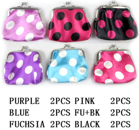 Coin Purse Satin with Lg Pok A Dots Case Pack 72
