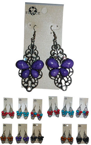 Earring Metal Butterfly With Stone Case Pack 72