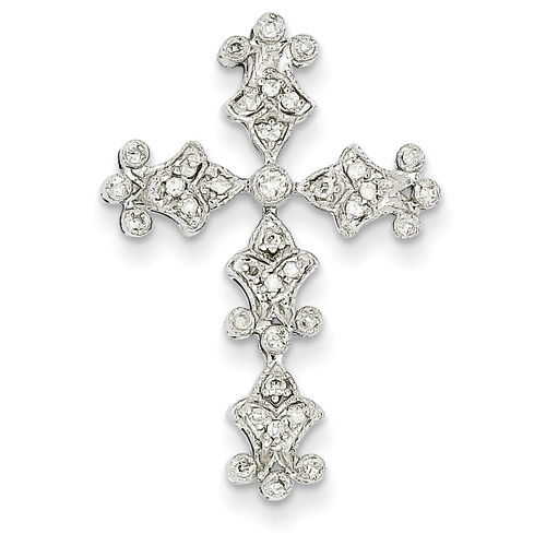 Diamond Cross Pendant in 14kt White Gold - Round Shape - Grand - Unisex Adult