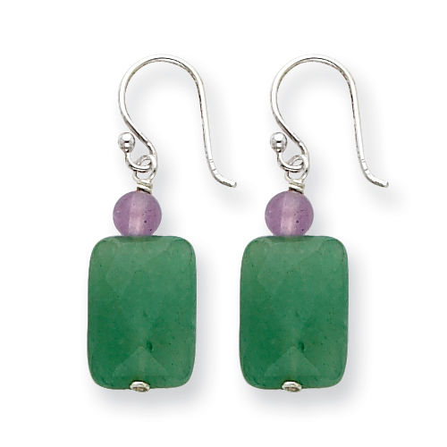 Faceted Aventurine & Amethyst Earrings in Sterling Silver - Shepherd Hook