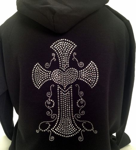 Rhinestone Cross Sweatshirt, Medium