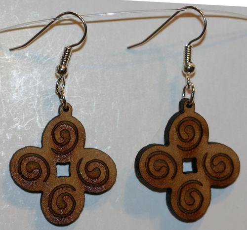 Designer earrings with 1 inch wooden beads- silver plated