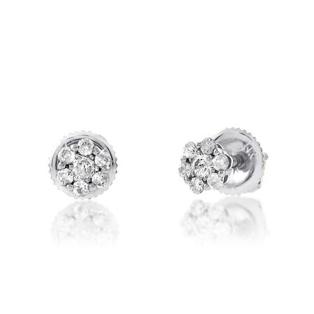 14KT 0.26 CTTW DIAMOND FLOWER EARRINGS