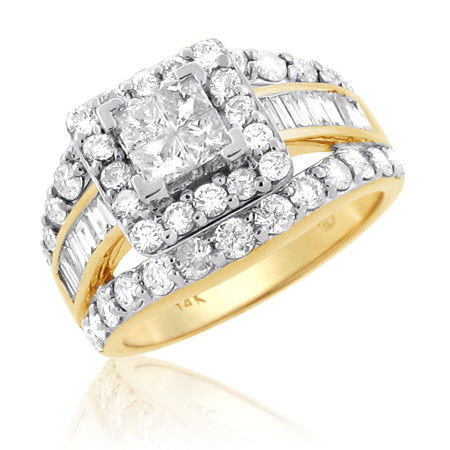 14KT 2.05 CTTW INVISIBLE PRINCESS-CUT DIAMOND ENGAGEMENT RING