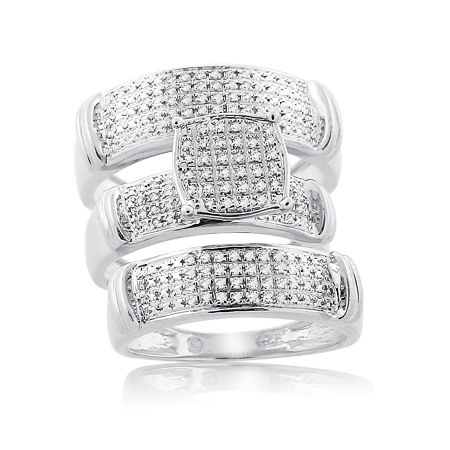 925 STERLING SILVER 0.20 CTTW DIAMOND MICROPAVE WEDDING SET