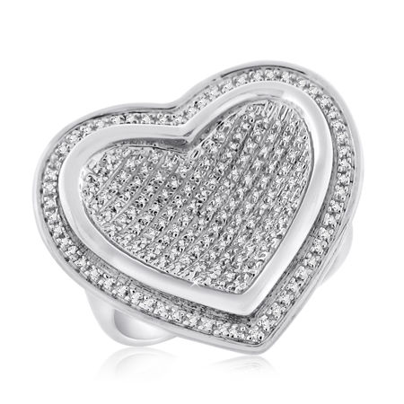 92.5 STERLING SILVER 0.36 CTTW DIAMOND M ICROPAVE HEART RING
