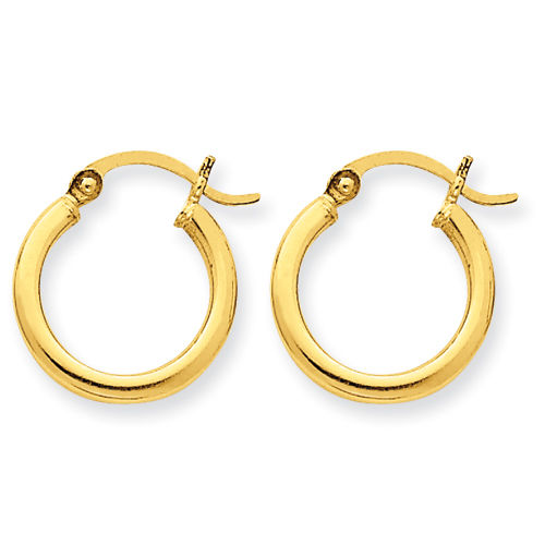 Round Earrings - Hoops in 10kt Yellow Gold - Hinge W/ Post Back - Divine