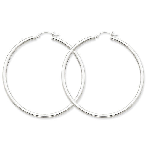 Round Earrings - Hoops in 10kt White Gold - Notched Backs - Marvelous