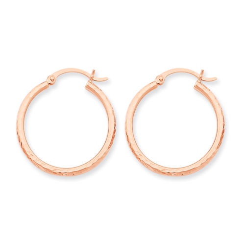 Round Earrings - Hoop in 14kt Rose Gold - Hinge W/ Notched Backs - Lovely