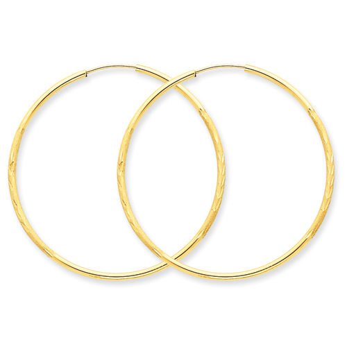 Round Earrings - Hoop in 14kt Yellow Gold - Endless Back - Seductive
