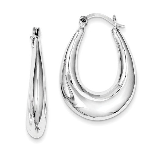 Nonstandard Shape Earrings - Hoop in Sterling Silver - Hinge Back - Classy