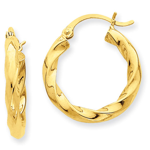 Round Earrings - Hoop in 14kt Yellow Gold - Hinge Backs - Superb
