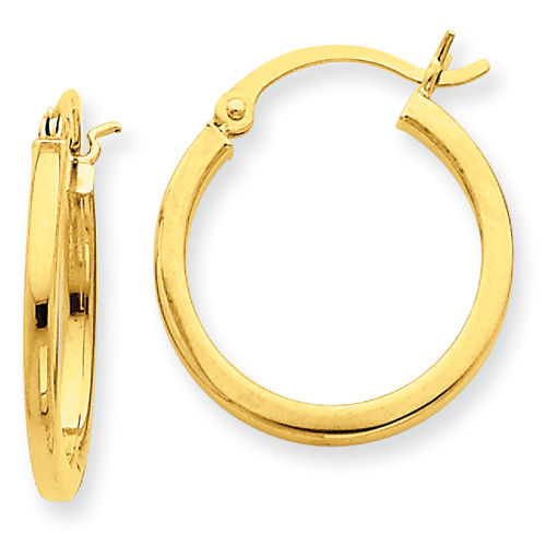 Round Earrings in Glossy Polish 14kt Yellow Gold - Hinge W/ Post Backs