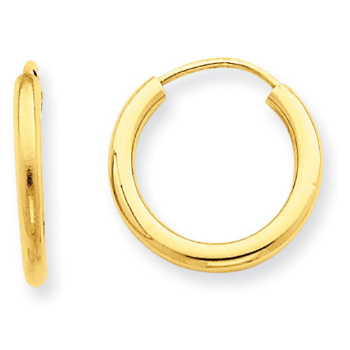 Round Earrings - Hoop in 14kt Yellow Gold - Endless Backing - Superb