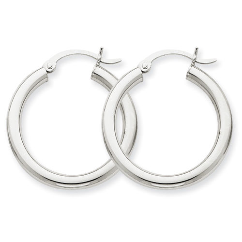 Round Earrings - Hoop in 14kt Yellow Gold - Hinge Post Back - Ideal