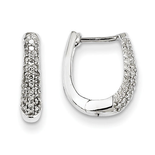 Faceted Round Shape Diamond Earrings in 14kt White Gold - Notched Backs