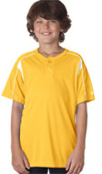 Badger Youth Pro Placket Henley Tee Gold/ White M