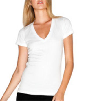 Bella+Canvas Ladies' Jersey Deep V-Neck Tee White 2XL