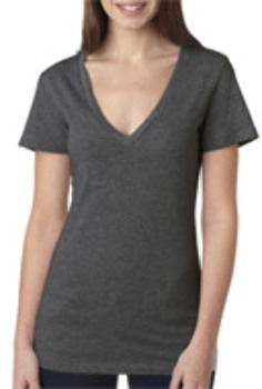Bella+Canvas Ladies' Jersey Deep V-Neck Tee Dark Grey HeatherXL