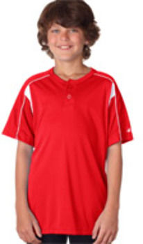 Badger Youth Pro Placket Henley Tee Red/ White S