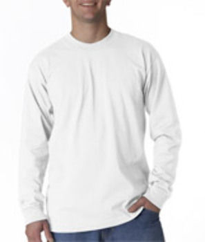 Bayside Adult Union Made Long-Sleeve Cotton Tee White 4XL