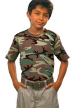 Code V Youth Camouflage T-Shirt Green Woodland L