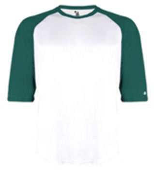 Badger Youth Baseball Undershirt White/ Forest Green L