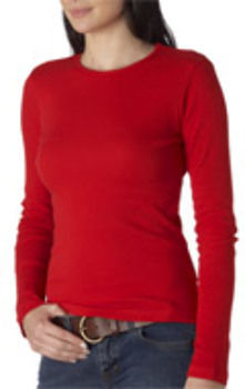 Bella+Canvas Ladies' Baby Rib Long-Sleeve Crew Neck Tee Red L