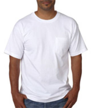 Bayside Adult Short-Sleeve Cotton Tee with Pocket White L