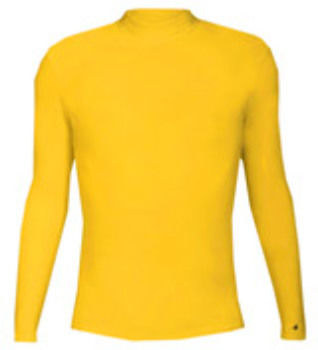 Badger Long Sleeve Mock Neck Blended Compression Tee Gold XL