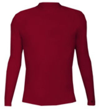 Badger Long Sleeve Mock Neck Blended Compression Tee Cardinal 2XL