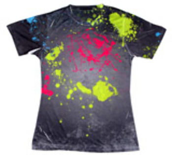 tie dye Ladies' Tee Red Lime Splatter 676 S